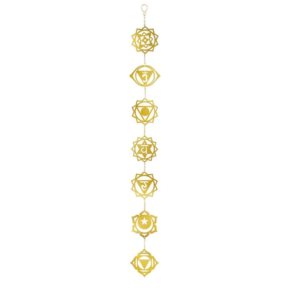 Chakra Boho Yoga Metal Wall Hanging Art Meditation Ornament with 7 Symbols 39.5"